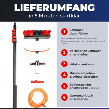 BoomDing Teleskop Waschbürste | 7 Meter aus Aluminium | Perfekt als PV Anlage Reinigung oder PV Reinigungsbürste | Auch als