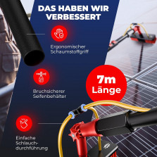 BoomDing Teleskop Waschbürste | 7 Meter aus Aluminium | Perfekt als PV Anlage Reinigung oder PV Reinigungsbürste | Auch als