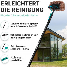 VONROC Teleskop Waschbürste mit Teleskopstiel 6,5m - Ausziehbar Teleskopstangen Reinigung für Fenster, Terrassendach,