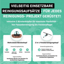 VONROC Teleskop Waschbürste mit Teleskopstiel 6,5m - Ausziehbar Teleskopstangen Reinigung für Fenster, Terrassendach,