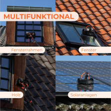 Aquascopic Teleskopstange mit interner Wasserspender und Bürste mit 5 Flächen – Fensterputzer längenverstellbar – Bis zu 8m –