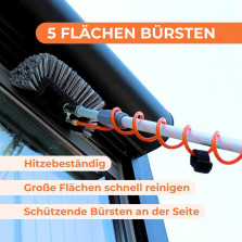 Aquascopic Teleskopstange mit interner Wasserspender und Bürste mit 5 Flächen – Fensterputzer längenverstellbar – Bis zu 8m –