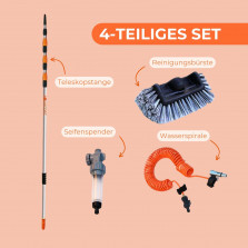 Aquascopic Teleskopstange mit interner Wasserspender und Bürste mit 5 Flächen – Fensterputzer längenverstellbar – Bis zu 8m –