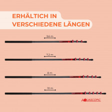 Aquascopic Teleskopstange mit interner Wasserspender und Bürste mit 5 Flächen – Fensterputzer längenverstellbar – Bis zu 8m –