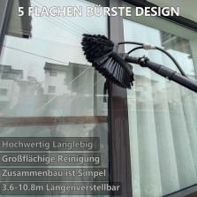 Teleskop Waschbürste, 3.6m/5.4m/6m/7.2m/9.2m /10.8m High Clean Teleskopstange mit Wasseranschluss, Wasserbesen mit Teleskopstiel