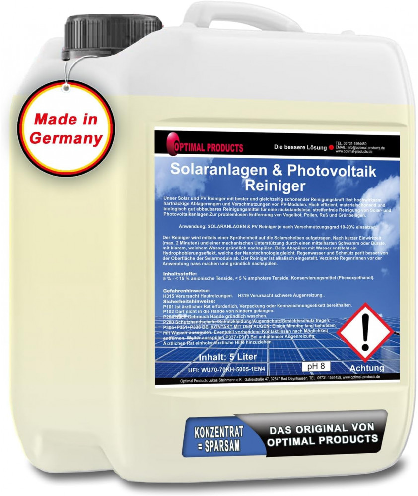 Solaranlagenreiniger Solarreiniger Photovoltaik - Reiniger 5 Liter Konzentrat