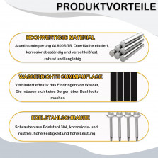 Sorlpv Solarmodul Halterung für 2X Module, PV Halterung Montageset - 12CM Schwarze Schiene + Verstellbare Klemme für 30-35MM