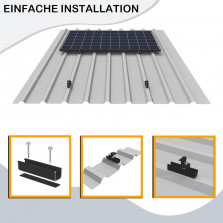 Sorlpv Solarmodul Halterung für 2X Module, PV Halterung Montageset - 12CM Schwarze Schiene + Verstellbare Klemme für 30-35MM