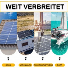Sorlpv Solarmodul Halterung für 2X Module, PV Halterung Montageset - 12CM Schwarze Schiene + Verstellbare Klemme für 30-35MM