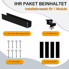 Sorlpv Solarmodul Halterung für 2X Module, PV Halterung Montageset - 12CM Schwarze Schiene + Verstellbare Klemme für 30-35MM
