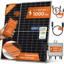 Solarway 1680W Balkonkraftwerk 1600W Komplett mit 1,6kWh Anker Speicher - Ausgang einstellbar 600/800/1600W - 4x420W Bifaziale