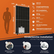 Solarway 1680W Balkonkraftwerk 1600W Komplett mit 1,6kWh Anker Speicher - Ausgang einstellbar 600/800/1600W - 4x420W Bifaziale