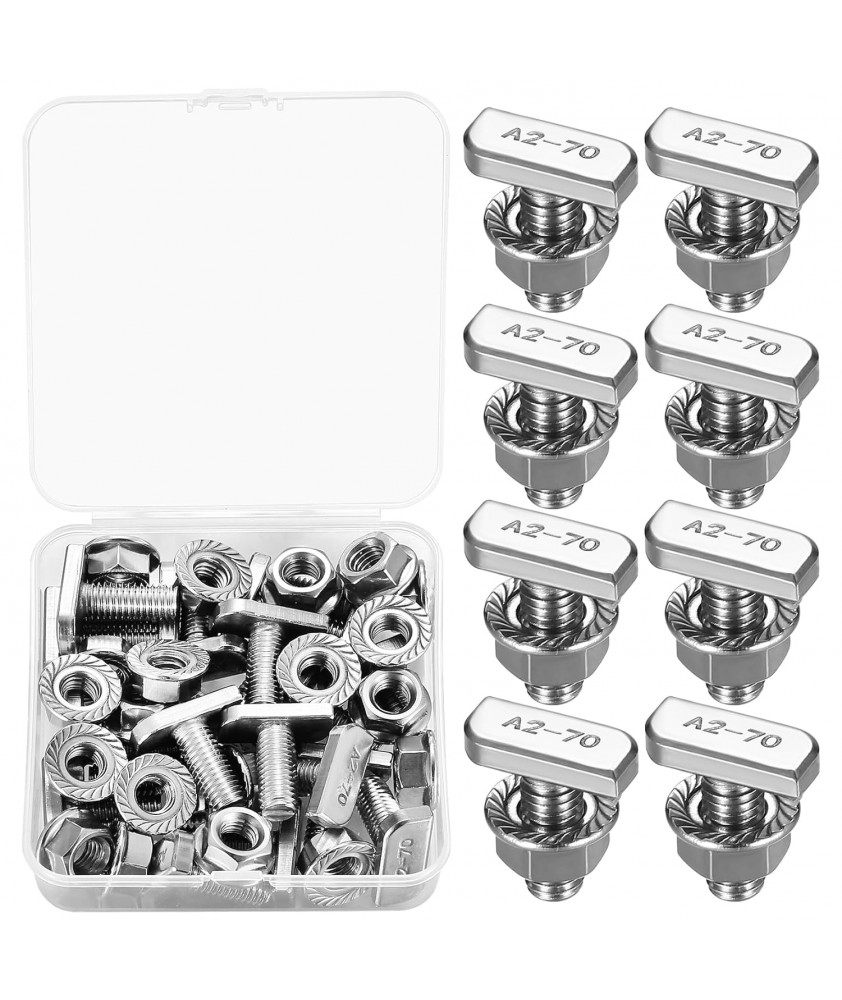 m8x20mm 20 Stk Hammerkopfschrauben, Edelstahl Hammerkopfschraube mit 20 Stk Flanschmuttern, Gewächshausschrauben für Gewächshaus