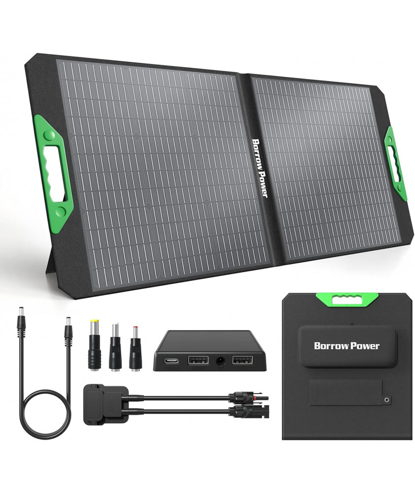 Borrow Power 40-200W Solarpanel-Set, 18V Tragbares, Faltbares Ladegerät mit MC4, USB + DC, Hohe Umwandlungsrate für Zuhause,