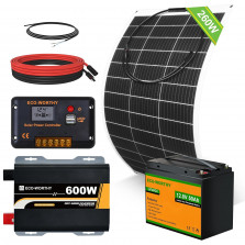 ECO-WORTHY 130W 12V Solarpanel Flexibel Monokristallines Solarpanel, Solarmodul mit Ladekabel für Wohnmobil Auto Boot 12V