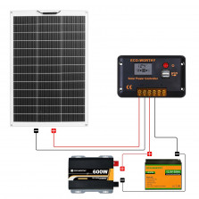 ECO-WORTHY 130W 12V Solarpanel Flexibel Monokristallines Solarpanel, Solarmodul mit Ladekabel für Wohnmobil Auto Boot 12V