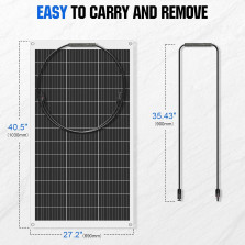 ECO-WORTHY 130W 12V Solarpanel Flexibel Monokristallines Solarpanel, Solarmodul mit Ladekabel für Wohnmobil Auto Boot 12V