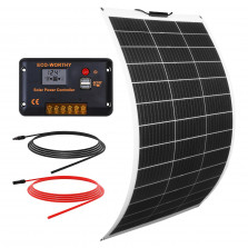 ECO-WORTHY 130W 12V Solarpanel Flexibel Monokristallines Solarpanel, Solarmodul mit Ladekabel für Wohnmobil Auto Boot 12V