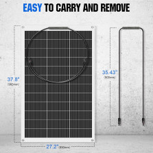 ECO-WORTHY 130W 12V Solarpanel Flexibel Monokristallines Solarpanel, Solarmodul mit Ladekabel für Wohnmobil Auto Boot 12V