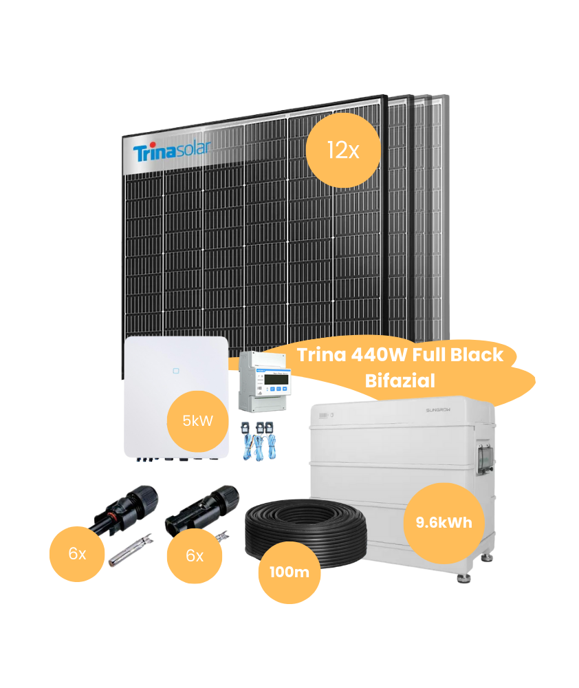 PV Komplettset 5 kWp – 12x Trina 440W Full Black Bifazial & Sungrow SH5.0RT mit Speicheroption