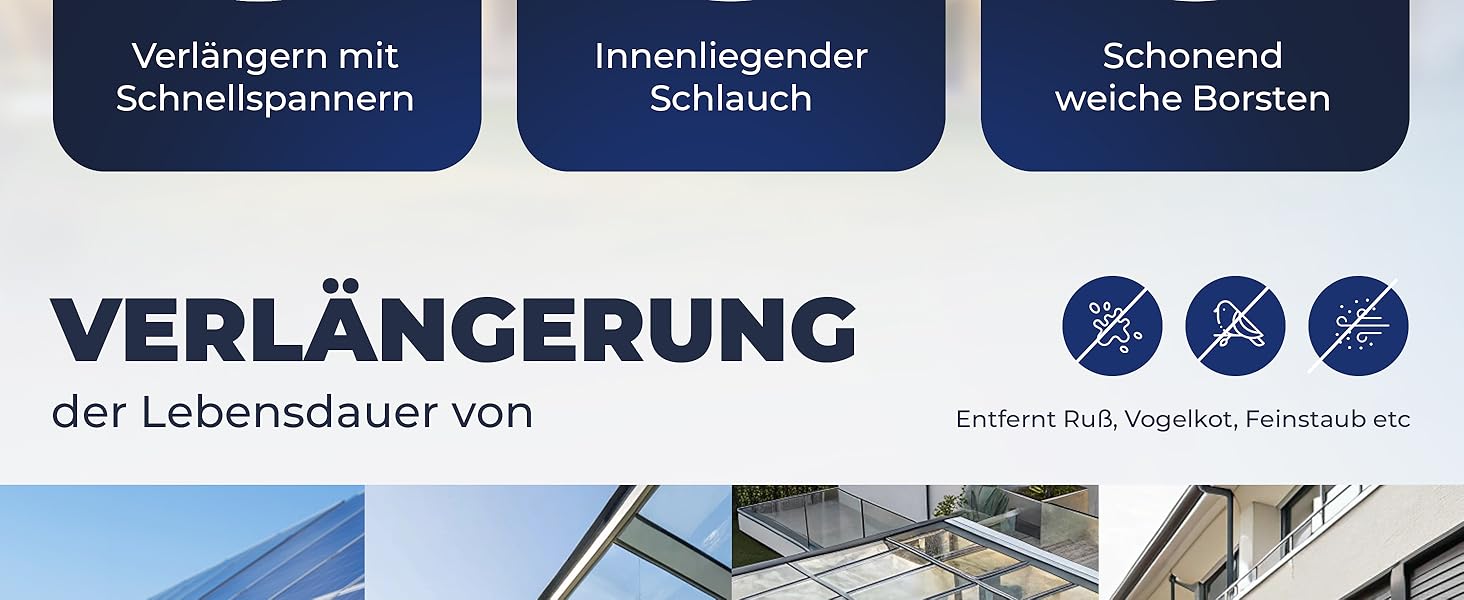Boomding Teleskop waschbürste PV Anlage Reinigung Terrassendach Wintergarten Solar